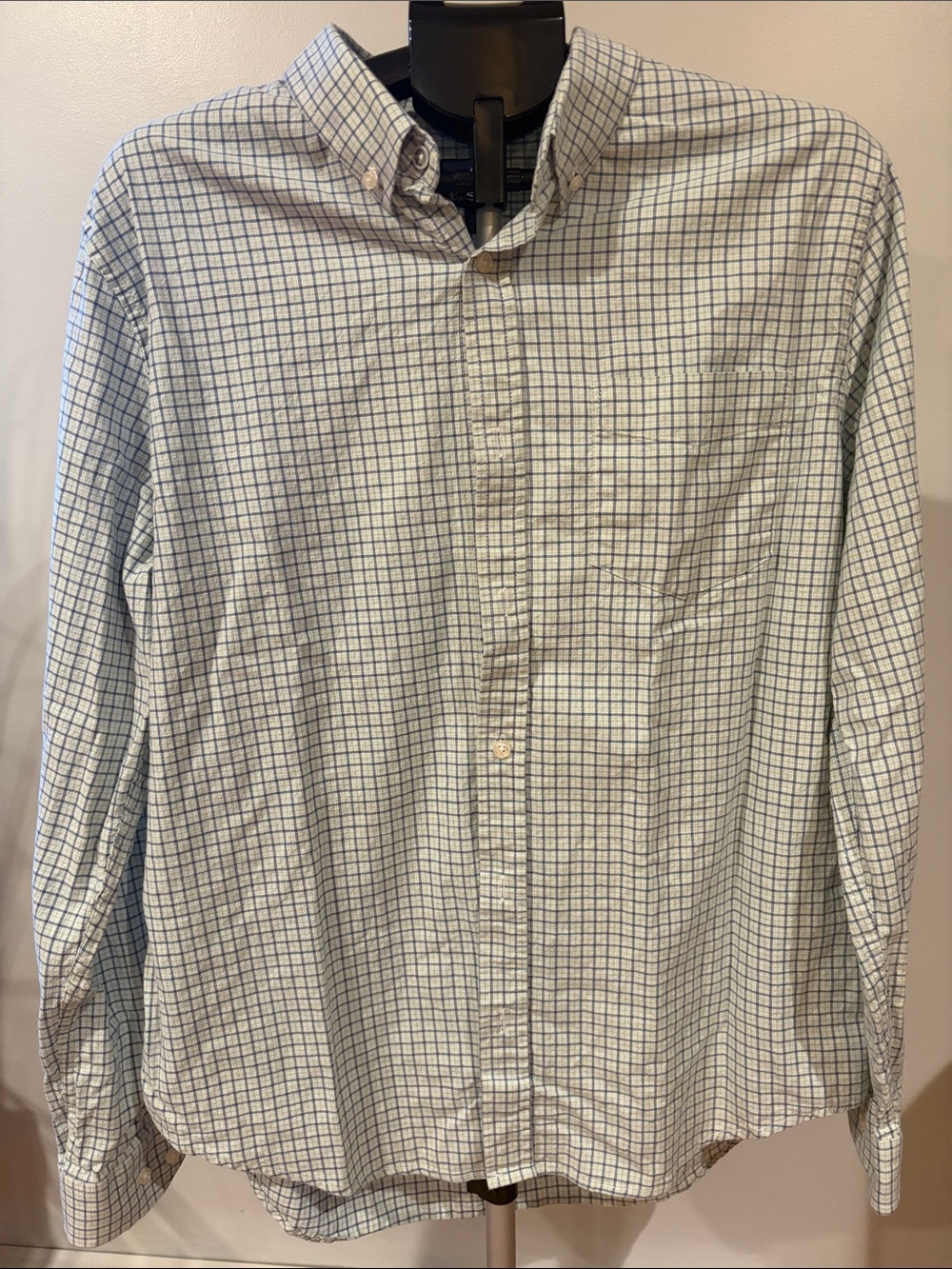 Ben Sherman White and Light Blue Grid Button-Down Shirt